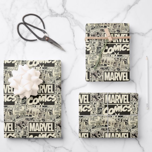 Marvel Comics Pages Pattern Wrapping Paper Sheets (Front)
