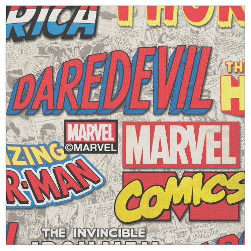 Marvel Comics Titles Pattern Fabric