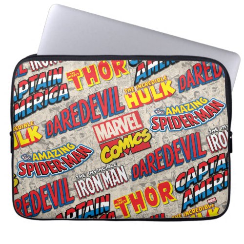 Marvel Comics Titles Pattern Laptop Sleeve