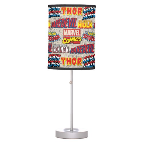 Marvel Comics Titles Pattern Table Lamp