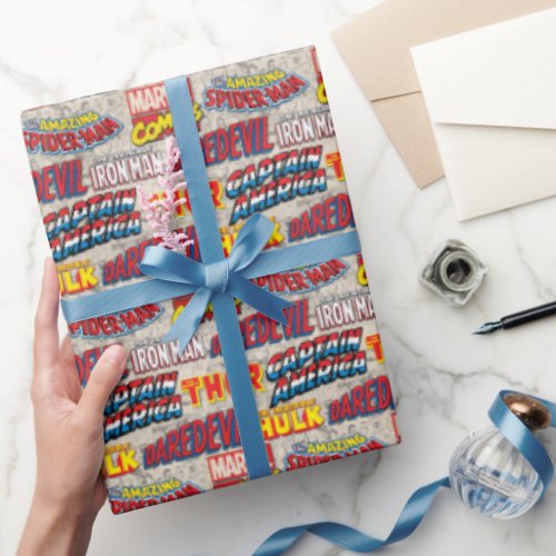 Marvel Comics Titles Pattern Wrapping Paper