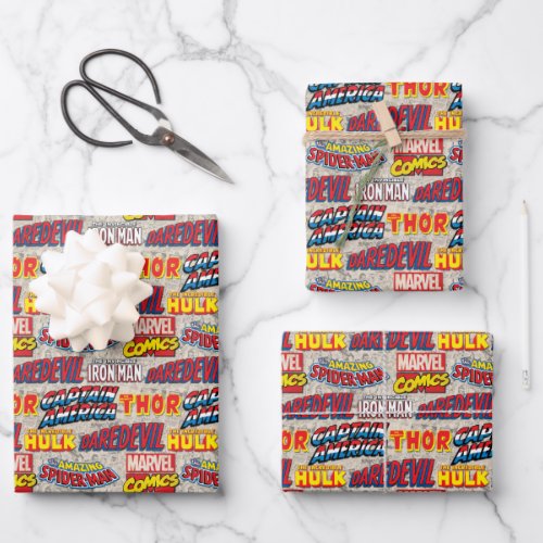 Marvel Comics Titles Pattern Wrapping Paper Sheets