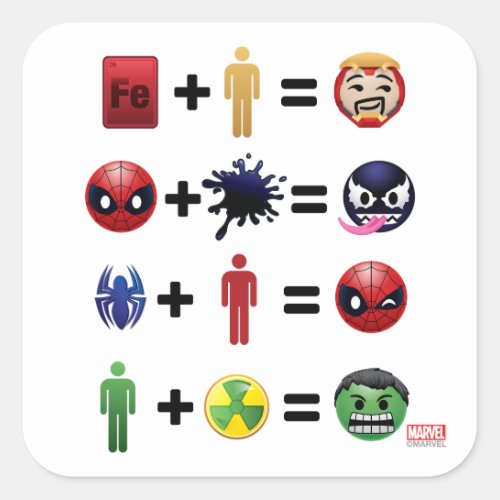 Marvel Emoji Character Equations Square Sticker