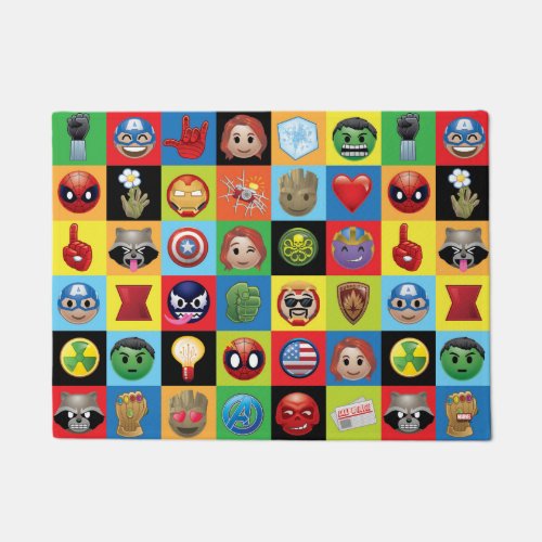 Marvel Emoji Characters Grid Pattern Doormat