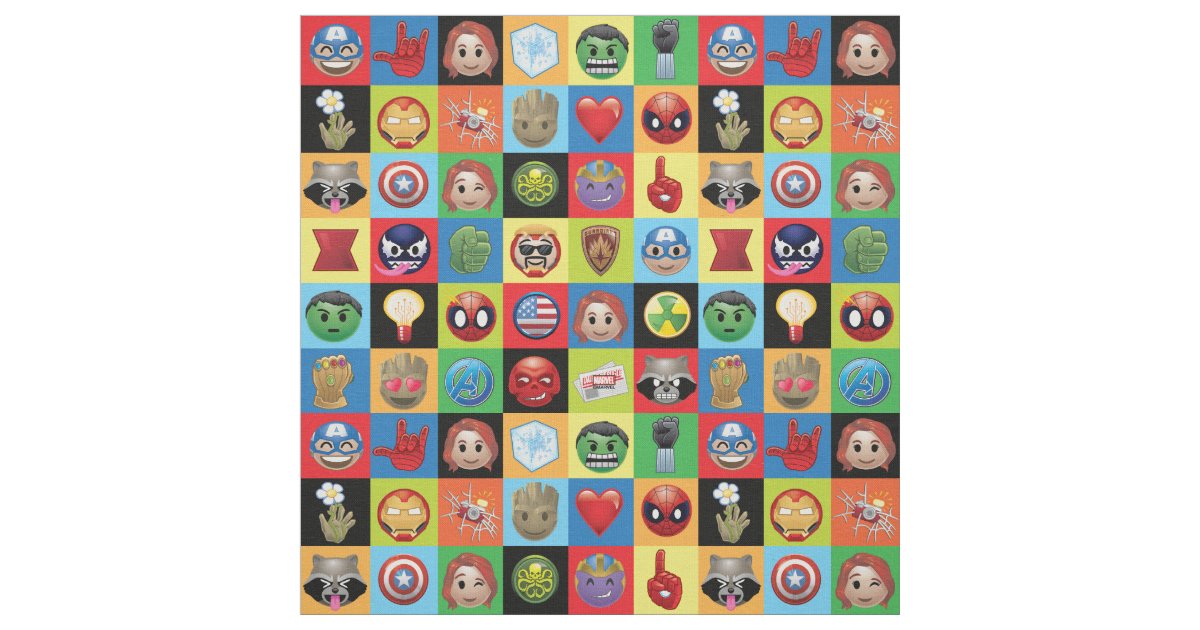 Marvel Emoji Characters Grid Pattern Fabric | Zazzle