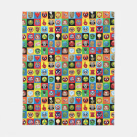 Marvel Emoji Characters Grid Pattern Fleece Blanket