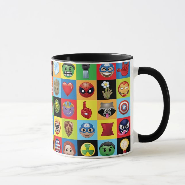 Marvel Emoji Characters Grid Pattern Mug (Right)