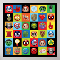 Marvel Emoji Characters Grid Pattern Poster