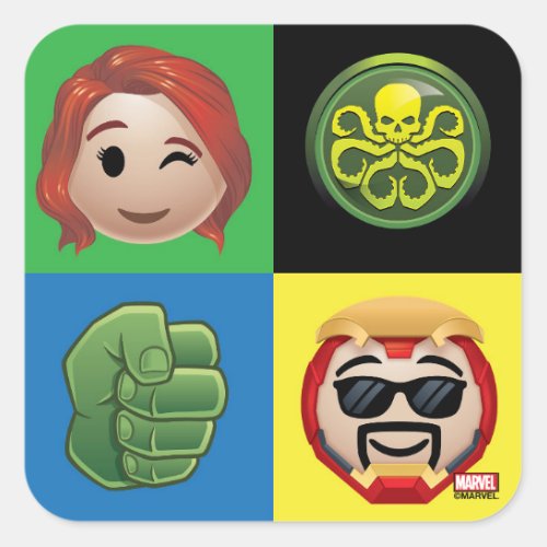 Marvel Emoji Characters Grid Pattern Square Sticker