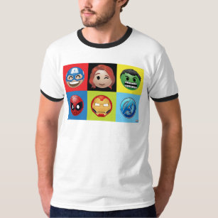 Marvel Emoji Characters Grid Pattern T-Shirt