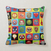 Marvel Emoji Characters Grid Pattern Throw Pillow