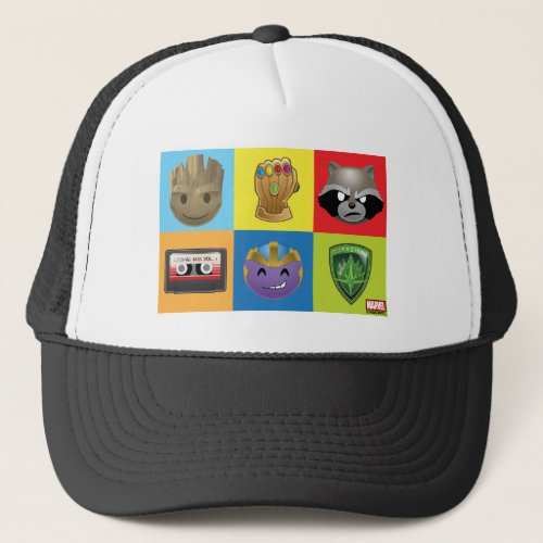Marvel Emoji Characters Grid Pattern Trucker Hat