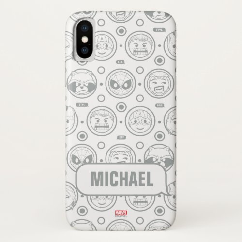 Marvel Emoji Characters Outline Pattern iPhone X Case