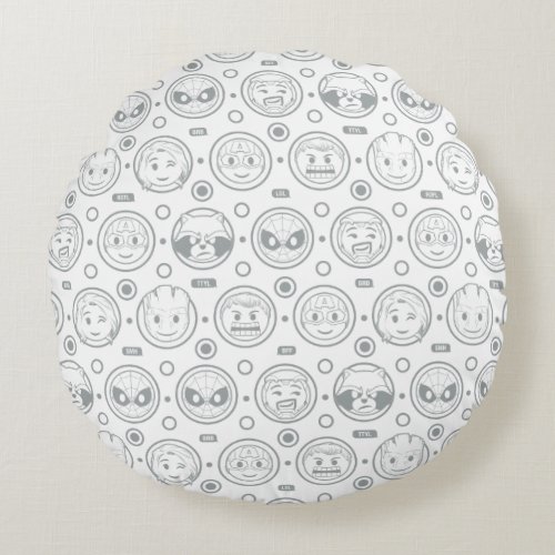 Marvel Emoji Characters Outline Pattern Round Pillow