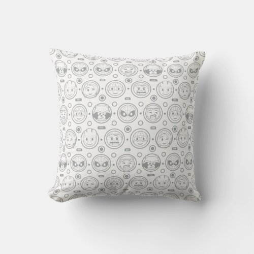 Marvel Emoji Characters Outline Pattern Throw Pillow