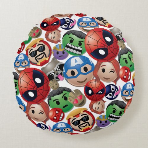 Marvel Emoji Characters Toss Pattern Round Pillow
