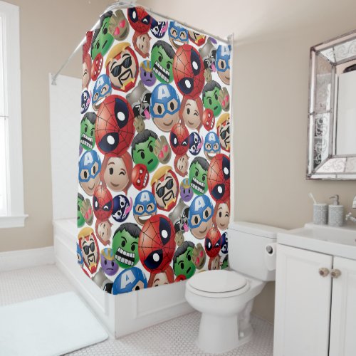 Marvel Emoji Characters Toss Pattern Shower Curtain