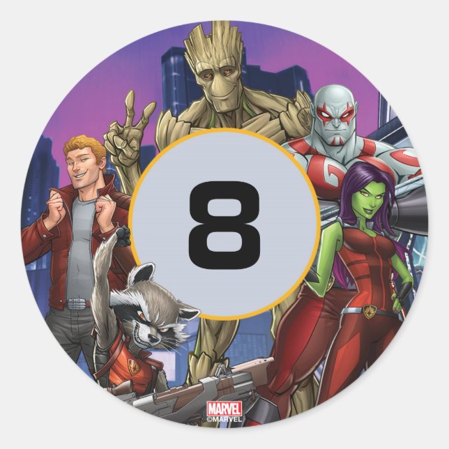 Marvel | Guardians of the Galaxy - Birthday Classic Round Sticker (Front)