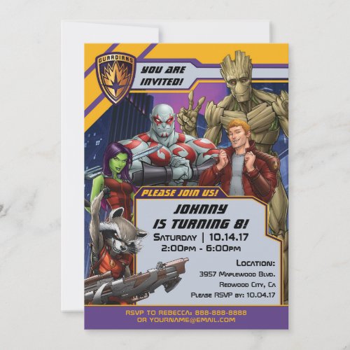 Marvel  Guardians of the Galaxy _ Birthday Invitation