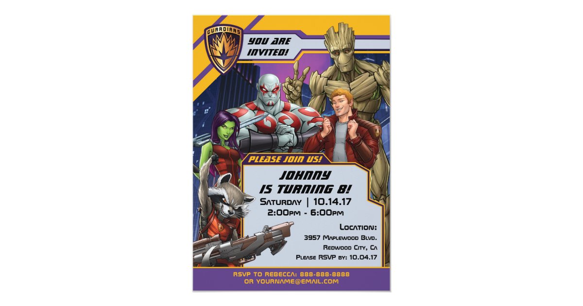Marvel | Guardians of the Galaxy - Birthday Invitation | Zazzle.com