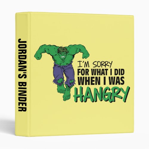 Marvel  Hangry Hulk Sorry 3 Ring Binder