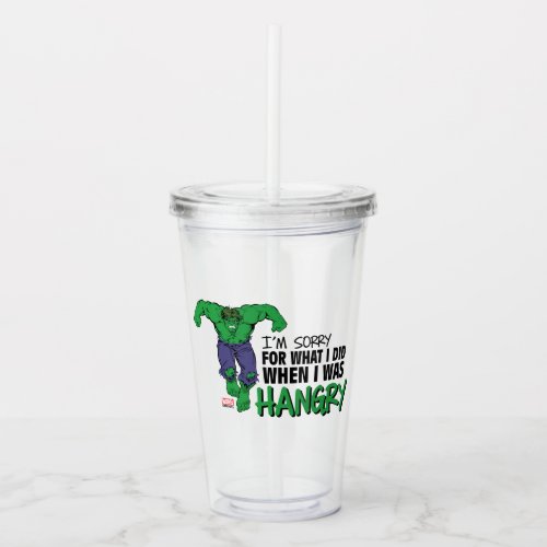 Marvel  Hangry Hulk Sorry Acrylic Tumbler