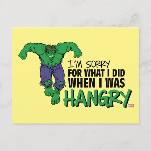 Marvel  Hangry Hulk Sorry Postcard