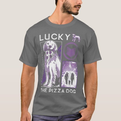 Marvel Hawkeye Lucky The Pizza Dog Purple Collage  T_Shirt