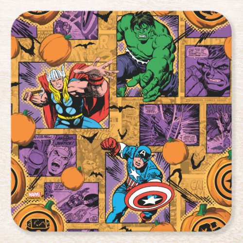 Marvel Hero Halloween Comic Pattern Square Paper Coaster