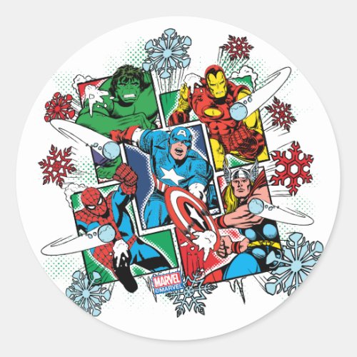 Marvel Hero Snowball Fight Classic Round Sticker