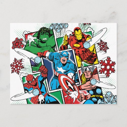 Marvel Hero Snowball Fight Postcard