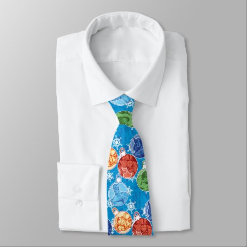 Marvel Heroes Holiday Bauble Pattern Neck Tie