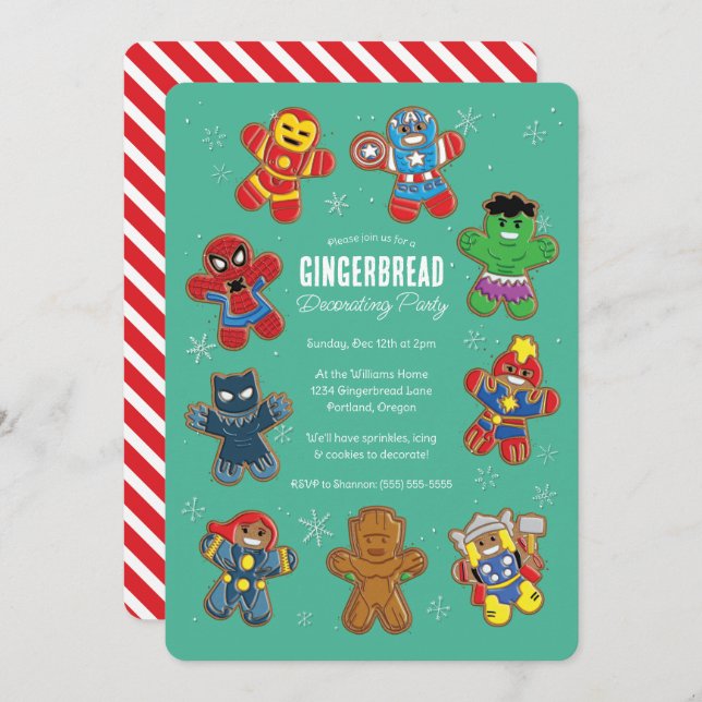 Marvel Holiday Gingerbread Cookie Decorating Party Invitation (Front/Back)