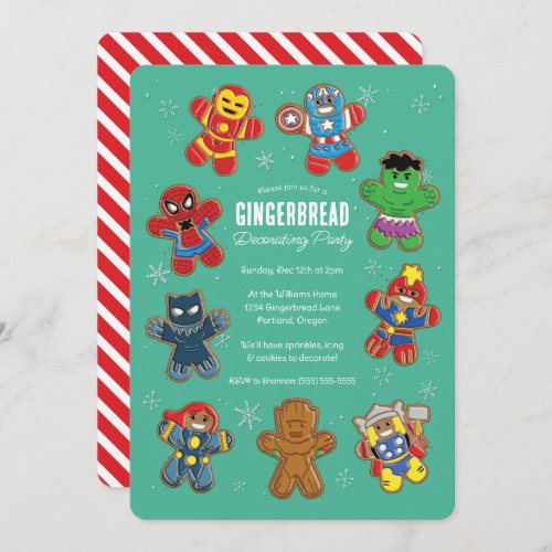 Marvel Holiday Gingerbread Cookie Decorating Party Invitation