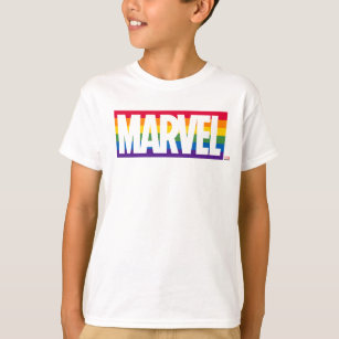 Marvel Horizontal Rainbow Brick T-Shirt