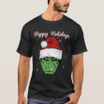 Marvel Hulk Santa Hat Happy Holidays Portrait Chri T-Shirt