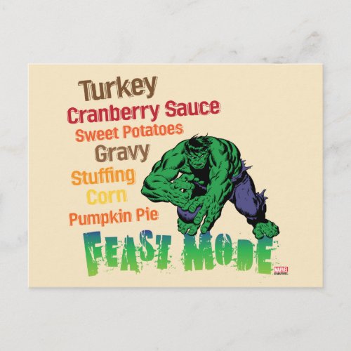 Marvel  Hulk Thanksgiving Feast Mode Postcard