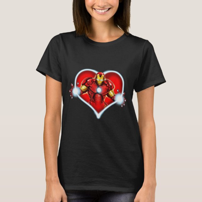Marvel Iron Man Heart Blaster Glow Valentine Graph T-Shirt (Front)