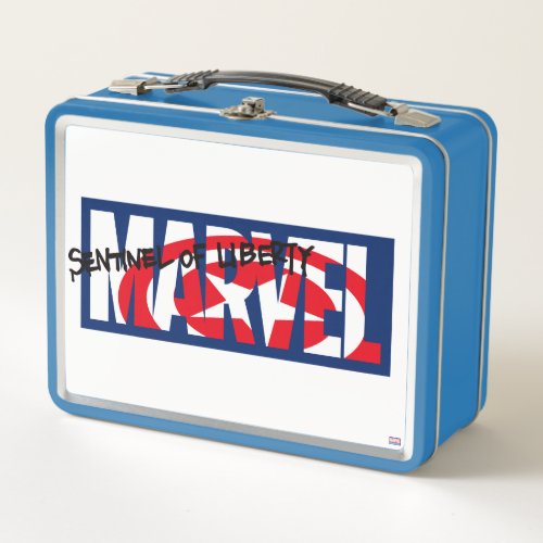 Marvel Logo With Captain America Shield Inside Metal Lunch Box