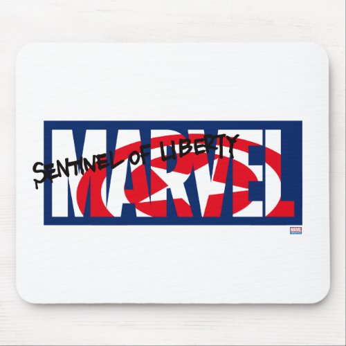 Marvel Logo With Captain America Shield Inside Mouse Pad