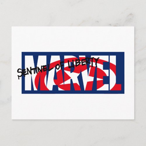 Marvel Logo With Captain America Shield Inside Postcard