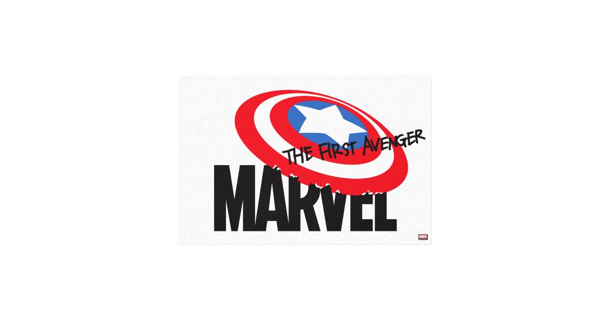 Marvel Logo With Captain America Shield On Top Canvas Print Zazzle Com
