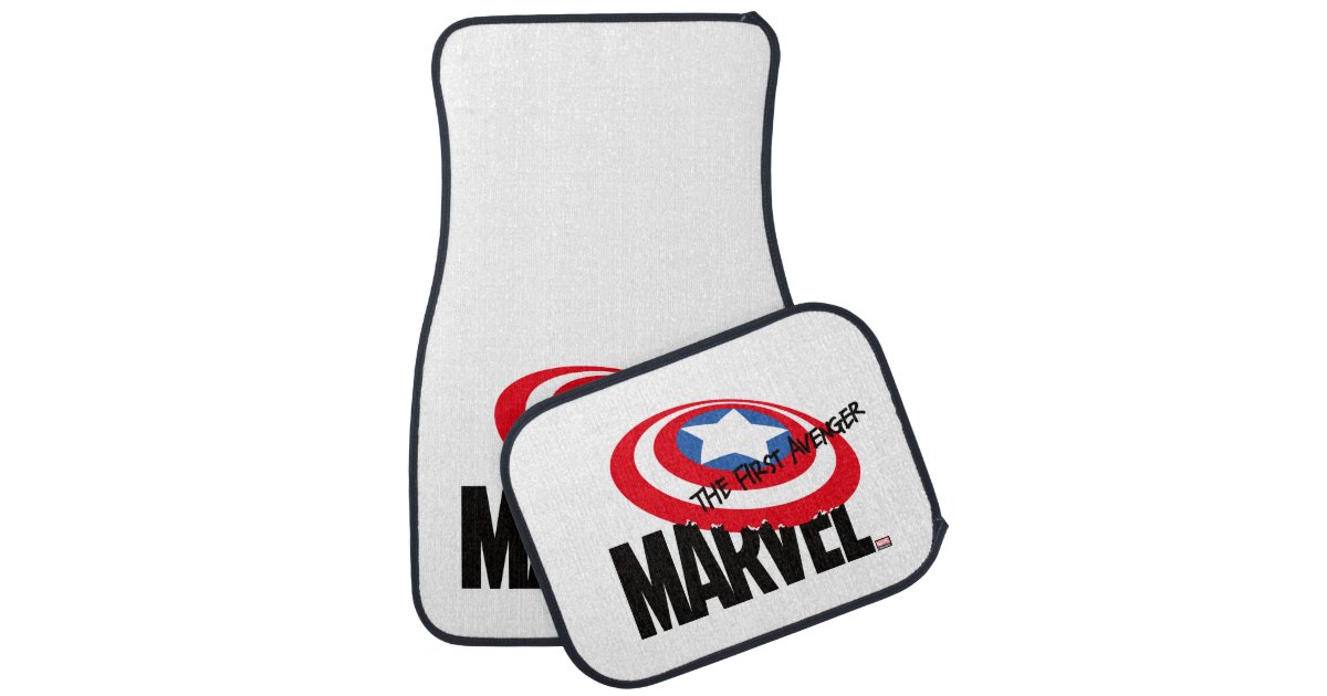 Marvel Logo With Captain America Shield On Top Car Floor Mat