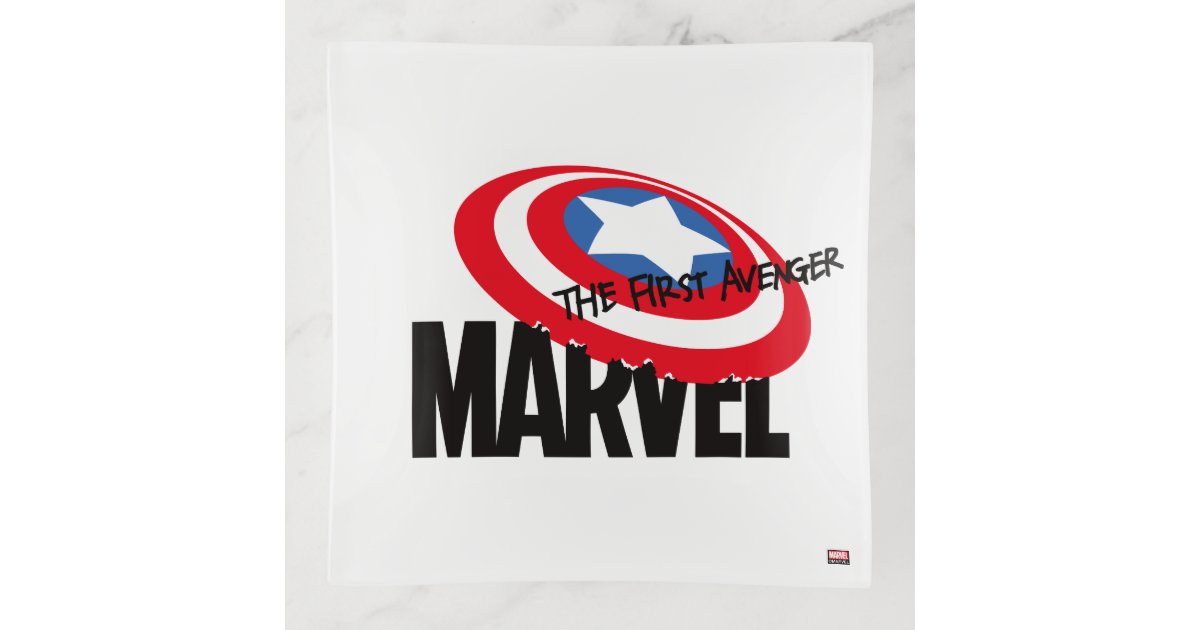 Marvel Logo With Captain America Shield On Top Trinket Trays Zazzle Com