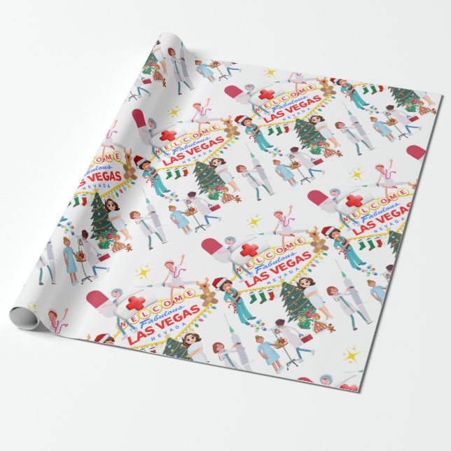 Marvel Nurses, Las Vegas Christmas Wrapping Paper (Unrolled)
