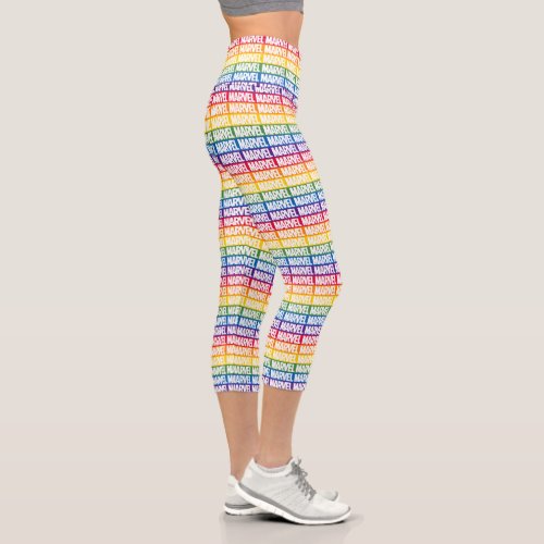 Marvel Rainbow Stripe Pattern Capri Leggings