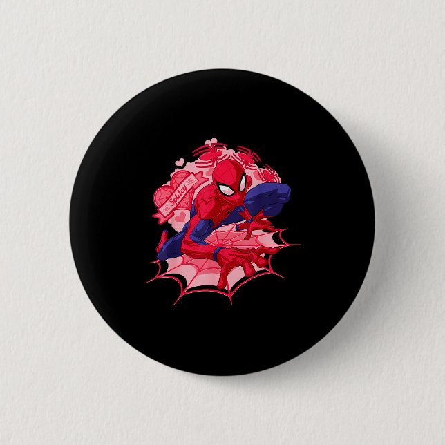 Marvel Spider-man Hearts Valentines Day  Button (Front)