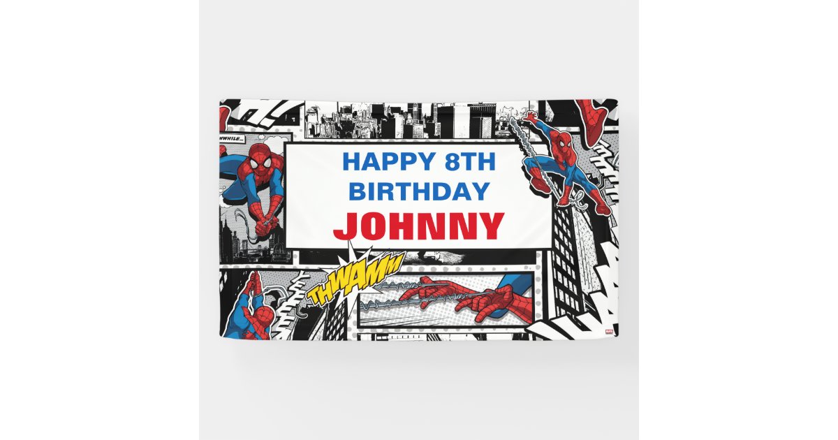 spiderman happy birthday banner