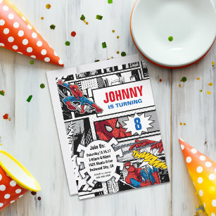 Marvel Spiderman - Invitations - 5 pièces avec enveloppes blanches  assorties - Spidey
