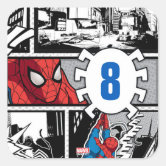 Spider-Man Retro Swinging Kick Classic Round Sticker, Zazzle